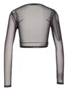 Mar De Margaritas Mesh Crew-neck Top In Black