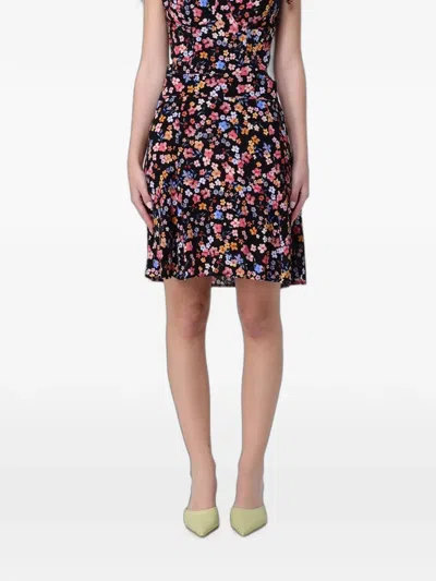 Mar De Margaritas Mini Kate Floral-print Skirt In Black