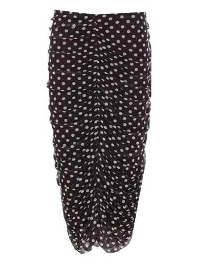 Mar De Margaritas Nerea Polka-dot Ruched Skirt In Black