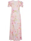 Mar De Margaritas Floral Print Maxi Dress With Delicate Puff Sleeves