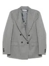 Mar De Margaritas Pinstriped Blazer In Gray