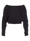 Mar De Margaritas Polka-dot Lace-up Blouse In Black