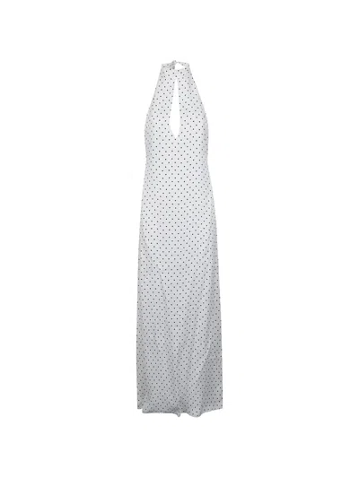 Mar De Margaritas Polka-dot Halterneck Dress In White