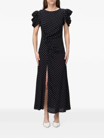 Mar De Margaritas Polka-dot Ruched Maxi Dress In Blue