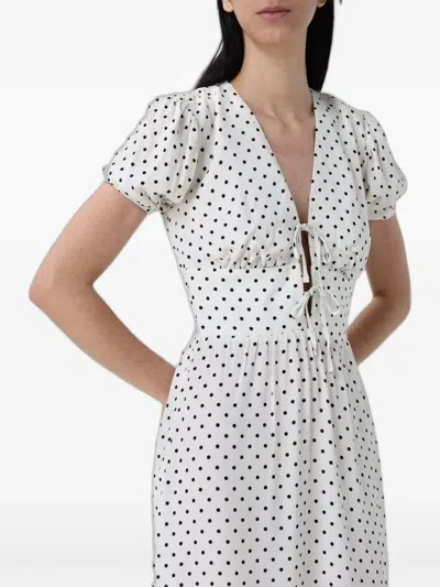 Mar De Margaritas Polka-dot Tie-fastening Mini Dress In White