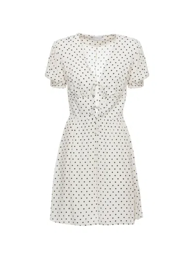 Mar De Margaritas Polka-dot Tie-front Dress In White