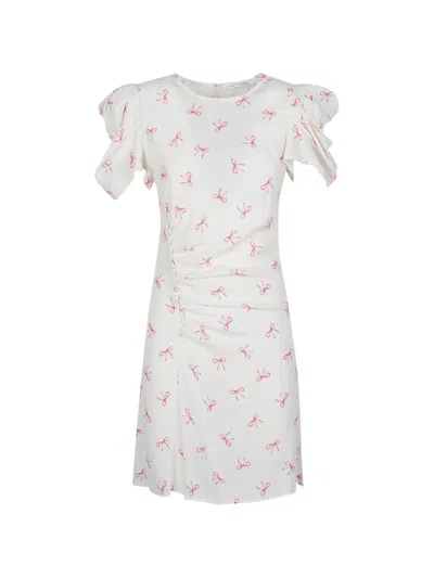 Mar De Margaritas Ruched Bow Dress In White