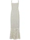 Mar De Margaritas White Long Dress With Black Polka Dots In Grey
