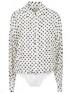 Mar De Margaritas Body Shirt With Black Polka Dots In Beige