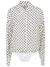 Mar De Margaritas Body Shirt With Black Polka Dots In Beige