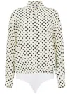 Mar De Margaritas Body Shirt With Black Polka Dots In Beige