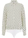 Mar De Margaritas Body Shirt With Black Polka Dots In Beige