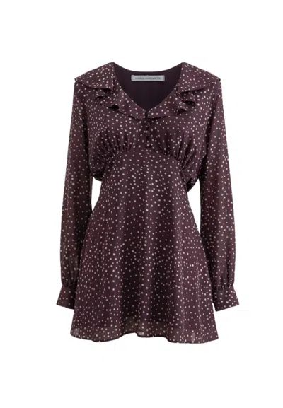 Mar De Margaritas Short Dress With Rhouches On Neckline  In Brown