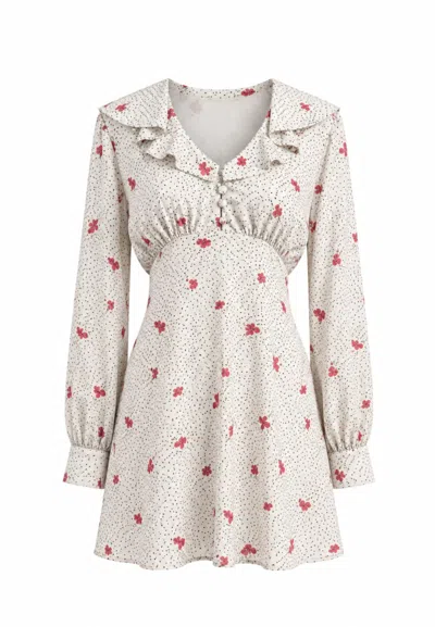 Mar De Margaritas Short Dress With Rhouches On Neckline  In Gray