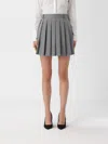 Mar De Margaritas Siena Pinstripe Pleated Skirt In Gray