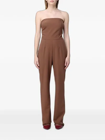 Mar De Margaritas Strapless Darted Jumpsuit In Brown
