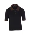 Mar De Margaritas Contrast-collar Short-sleeved Polo Top In Black