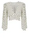 Mar De Margaritas Beige Floral V-neck Top With Button Fastening