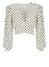 Mar De Margaritas Beige Floral V-neck Top With Button Fastening