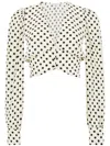 Mar De Margaritas White Top Shirt With Black Polka Dots In Beige