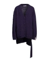 Mar De Margaritas Woman Cardigan Dark Purple Size S Acrylic, Wool, Viscose, Alpaca Wool