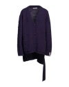 Mar De Margaritas Woman Cardigan Dark Purple Size M Acrylic, Wool, Viscose, Alpaca Wool