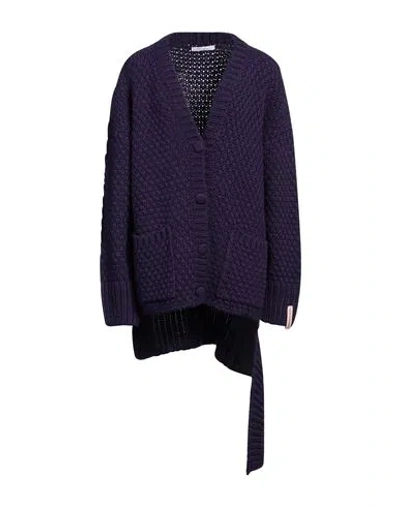 Mar De Margaritas Woman Cardigan Dark Purple Size S Acrylic, Wool, Viscose, Alpaca Wool