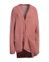 Mar De Margaritas Woman Cardigan Antique Rose Size M Acrylic, Wool, Viscose, Alpaca Wool In Pink