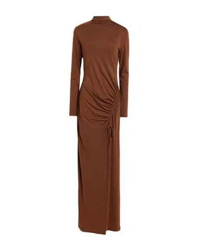 Mar De Margaritas Woman Maxi Dress Brown Size S Rayon, Polyamide, Elastane
