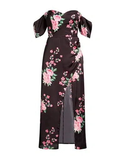 Mar De Margaritas Woman Midi Dress Black Size S Polyester In Brown