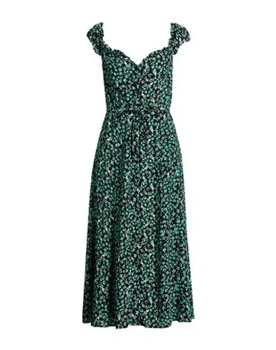 Mar De Margaritas Woman Midi Dress Black Size S Viscose In Green