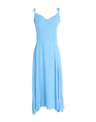 Mar De Margaritas Woman Midi Dress Light Blue Size L Viscose