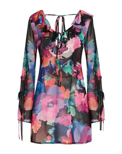 Mar De Margaritas Woman Mini Dress Black Size M Polyester In Pink