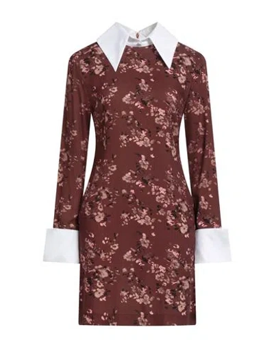Mar De Margaritas Woman Mini Dress Brown Size L Viscose, Cotton