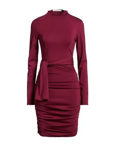 Mar De Margaritas Woman Mini Dress Burgundy Size S Rayon, Polyamide, Elastane In Brown