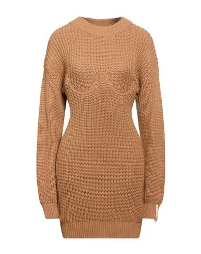 Mar De Margaritas Woman Mini Dress Camel Size S Acrylic, Wool, Viscose, Alpaca Wool In Beige