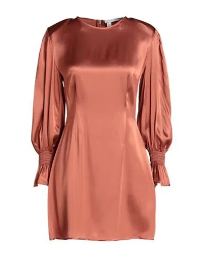 Mar De Margaritas Woman Mini Dress Copper Size S Viscose In Orange