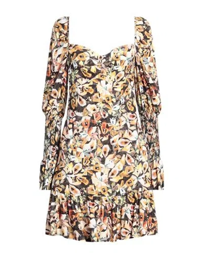 Mar De Margaritas Woman Mini Dress Dark Brown Size M Viscose