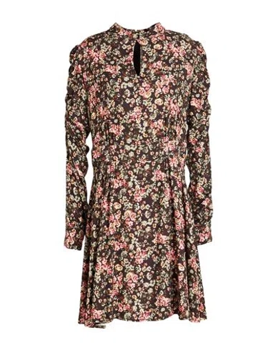 Mar De Margaritas Woman Mini Dress Dark Brown Size Xs Viscose