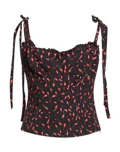 Mar De Margaritas Woman Top Black Size L Viscose In Brown