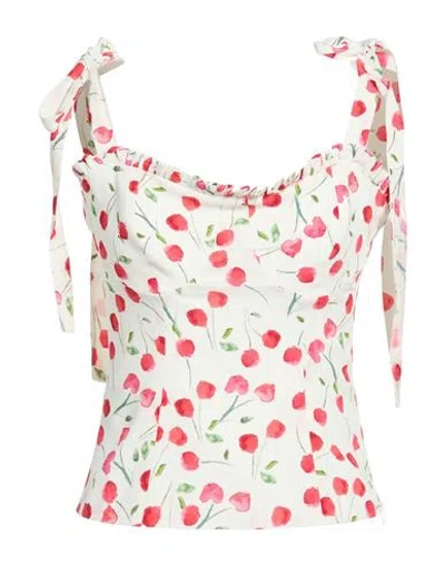 Mar De Margaritas Woman Top Red Size M Viscose In White