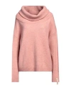 Mar De Margaritas Woman Turtleneck Blush Size M Acrylic, Polyamide, Polyester, Viscose, Wool In Pink