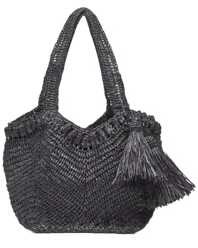 Mar Y Sol Bonnie Raffia Satchel In Black