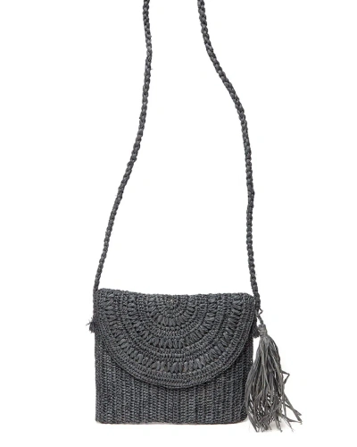 Mar Y Sol Naomi Raffia Shoulder Bag In Grey