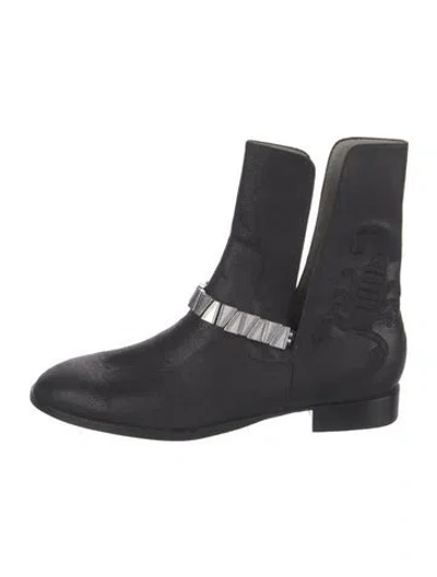 Pre-owned Mara&mine Suede Moto Boots In Black