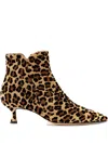 Mara Bini 50mm Leopard-print Ankle Boots In Brown