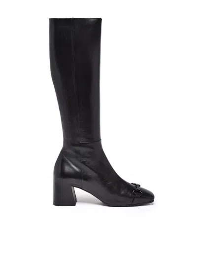 Mara Bini Black Leather Round Toe Boots