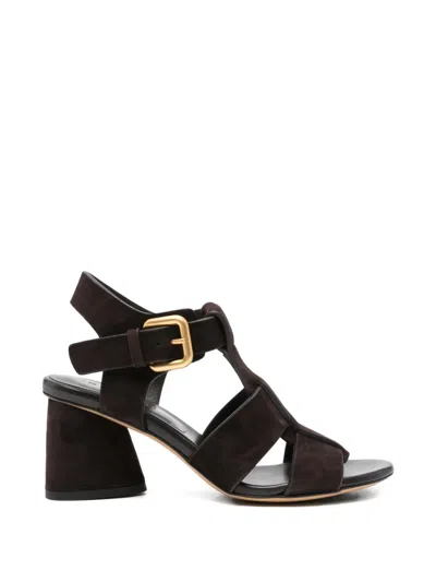 Mara Bini Buckle-strap Suede Sandals In Brown