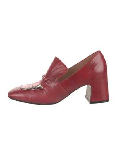 Pre-owned Mara Bini Leather Animal Print Pumps In Red