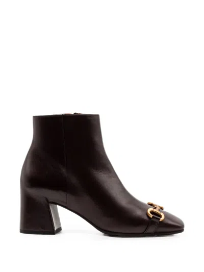 Mara Bini Leather Ankle Boots In Brown